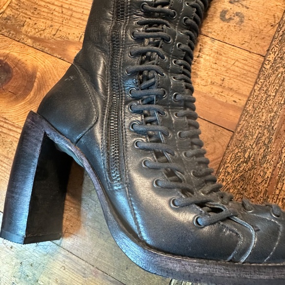 Ann Demeulemeester triple lace knee high talon heels 37 - Picture 12 of 15